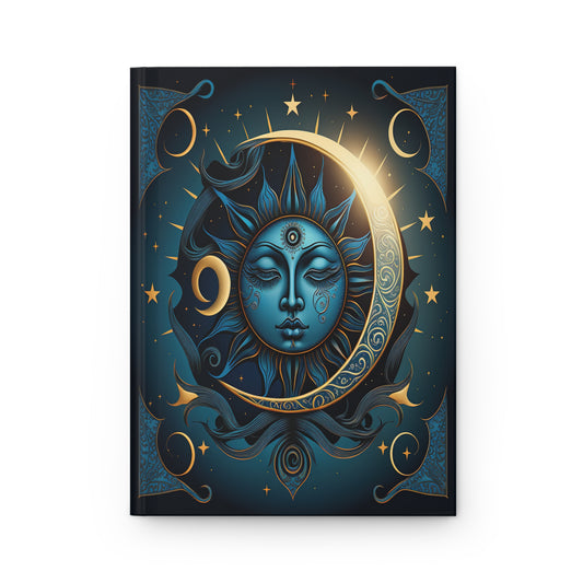 Celestial Sun & Moon Crescent Night Sky Zodiac Soft-Touch Matte Hard Cover Journal