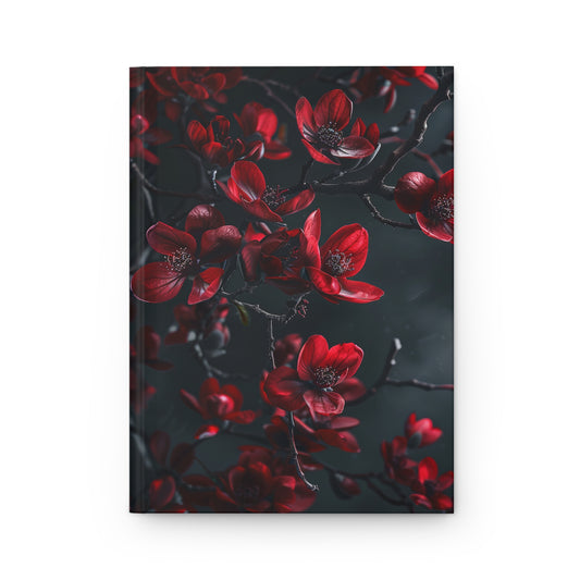 Red & Black Flowers Floral Gothic Soft-Touch Matte Hard Cover Journal