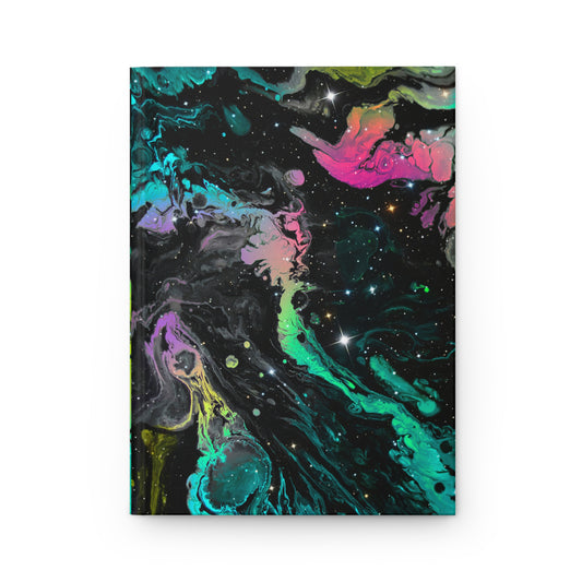 Abstract Dark Rainbow Colorful Galaxy inspired Soft-Touch Matte Hard Cover Journal