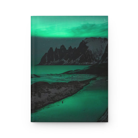 Green Aurora Borealis Northern Lights Soft-Touch Matte Hard Cover Journal