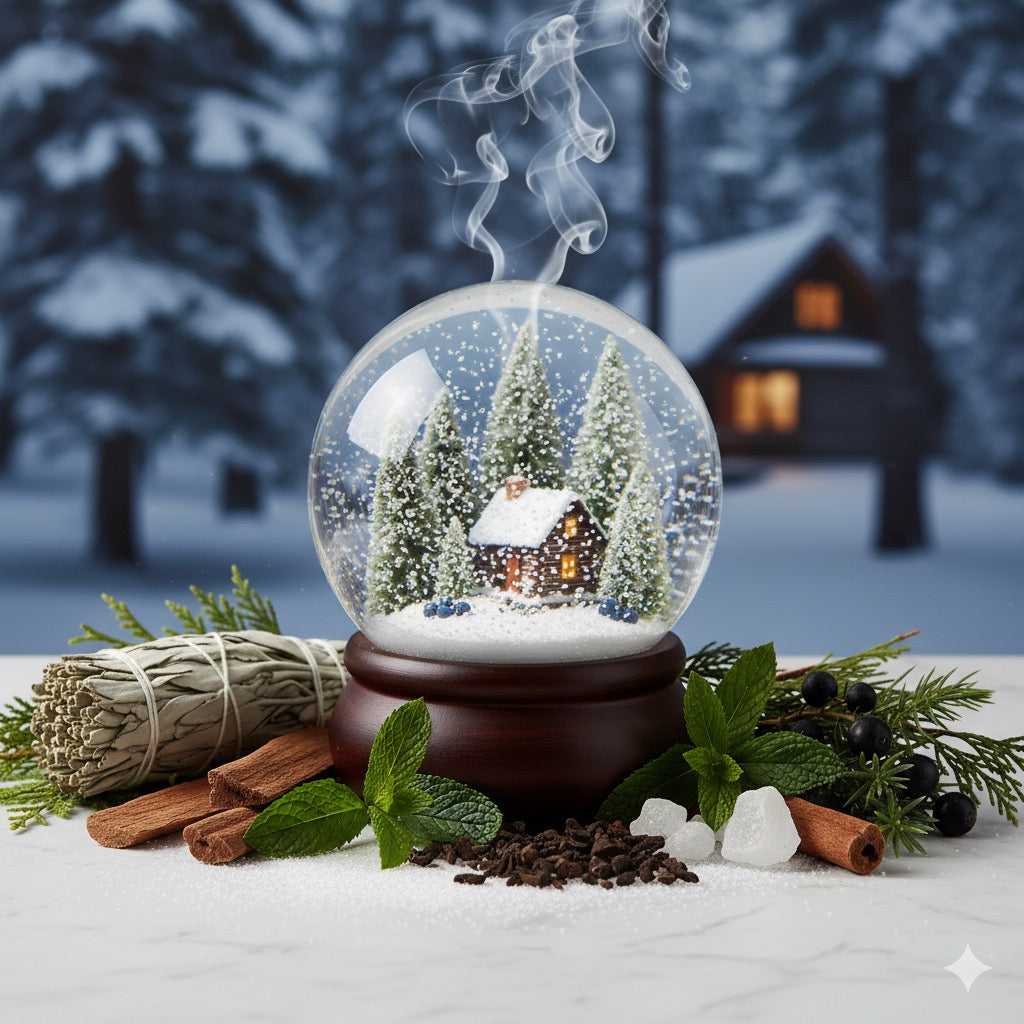 Woodland Snowfall Fragrant 10oz Luxury Soy Wax Candle (Black Smoke Jar)