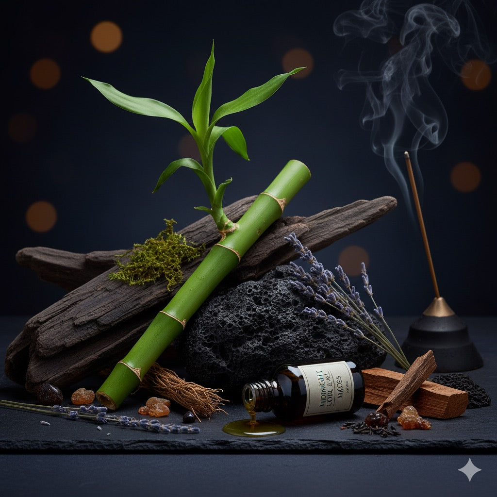 Midnight Coral & Moss Fragrant 10oz Luxury Soy Wax Candle (Black Smoke Jar)