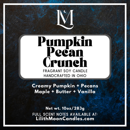 Pumpkin Pecan Crunch Fragrant 10oz Luxury Soy Wax Candle (Black Smoke Jar)