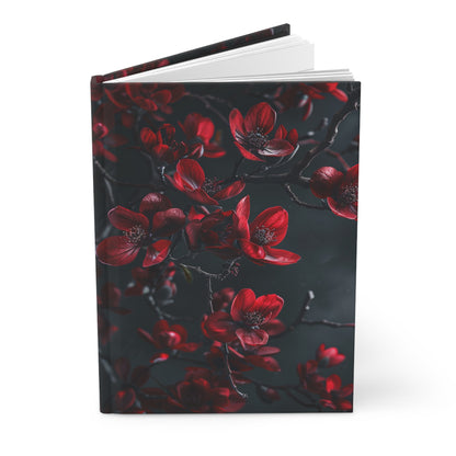 Red & Black Flowers Floral Gothic Soft-Touch Matte Hard Cover Journal