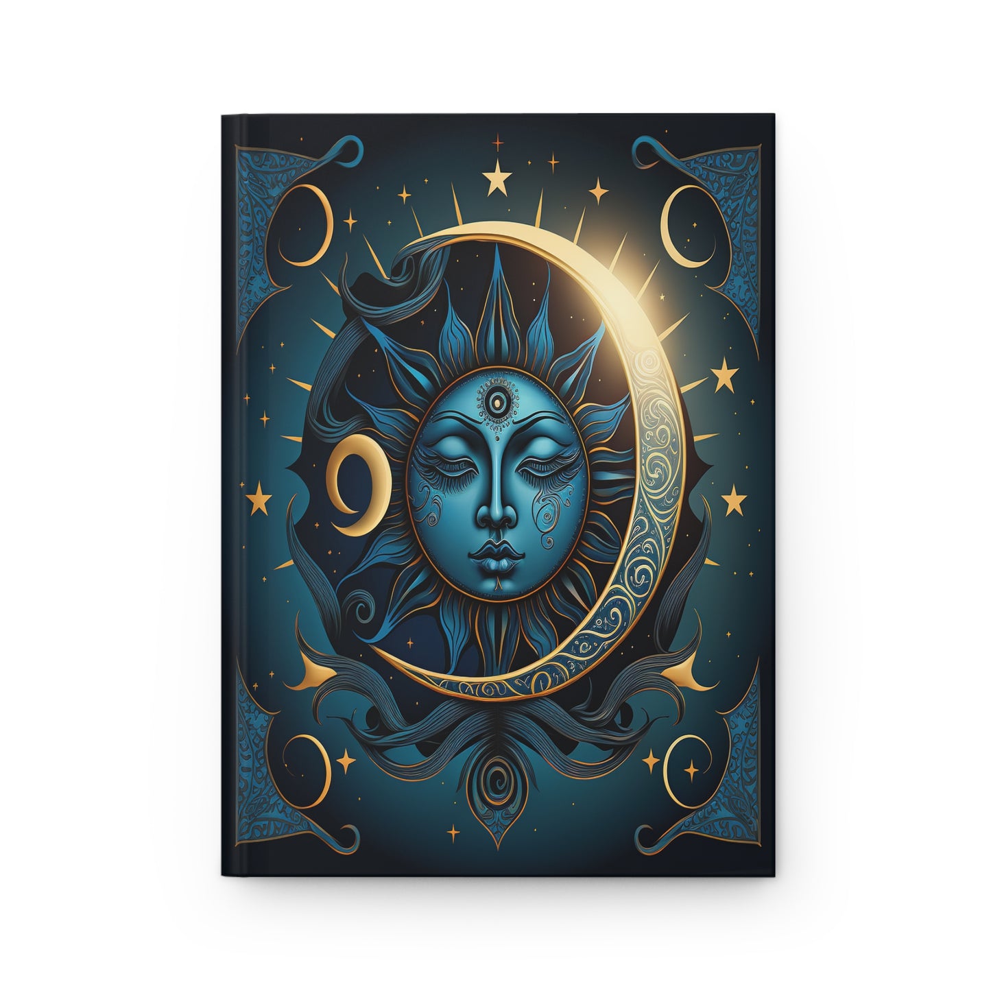 Celestial Sun & Moon Crescent Night Sky Zodiac Soft-Touch Matte Hard Cover Journal