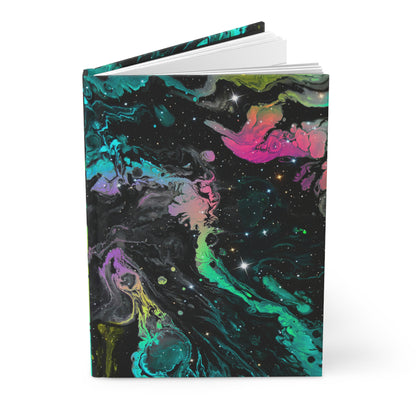 Abstract Dark Rainbow Colorful Galaxy inspired Soft-Touch Matte Hard Cover Journal