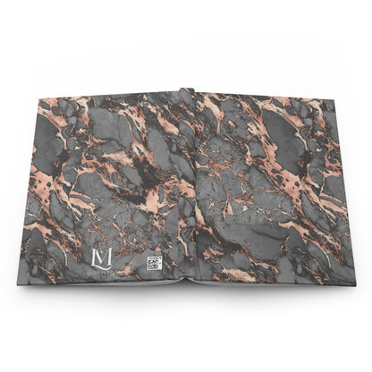 Grey & Rose Gold Digital Marble Effect Soft-Touch Matte Hard Cover Journal