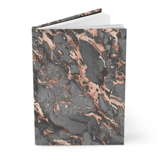 Grey & Rose Gold Digital Marble Effect Soft-Touch Matte Hard Cover Journal