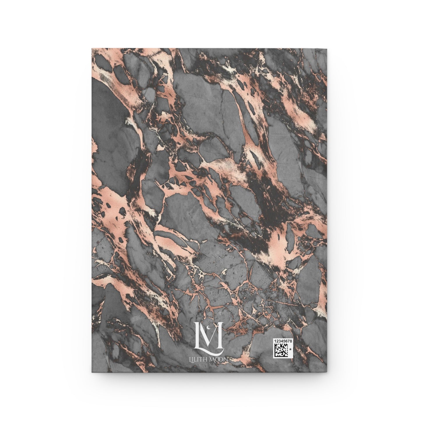 Grey & Rose Gold Digital Marble Effect Soft-Touch Matte Hard Cover Journal