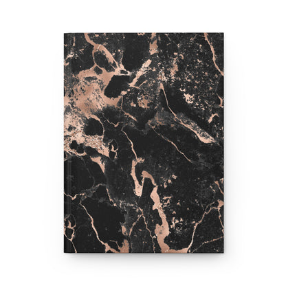 Black & Rose Gold Marble (Digital Effect) Soft-Touch Matte Hard Cover Journal