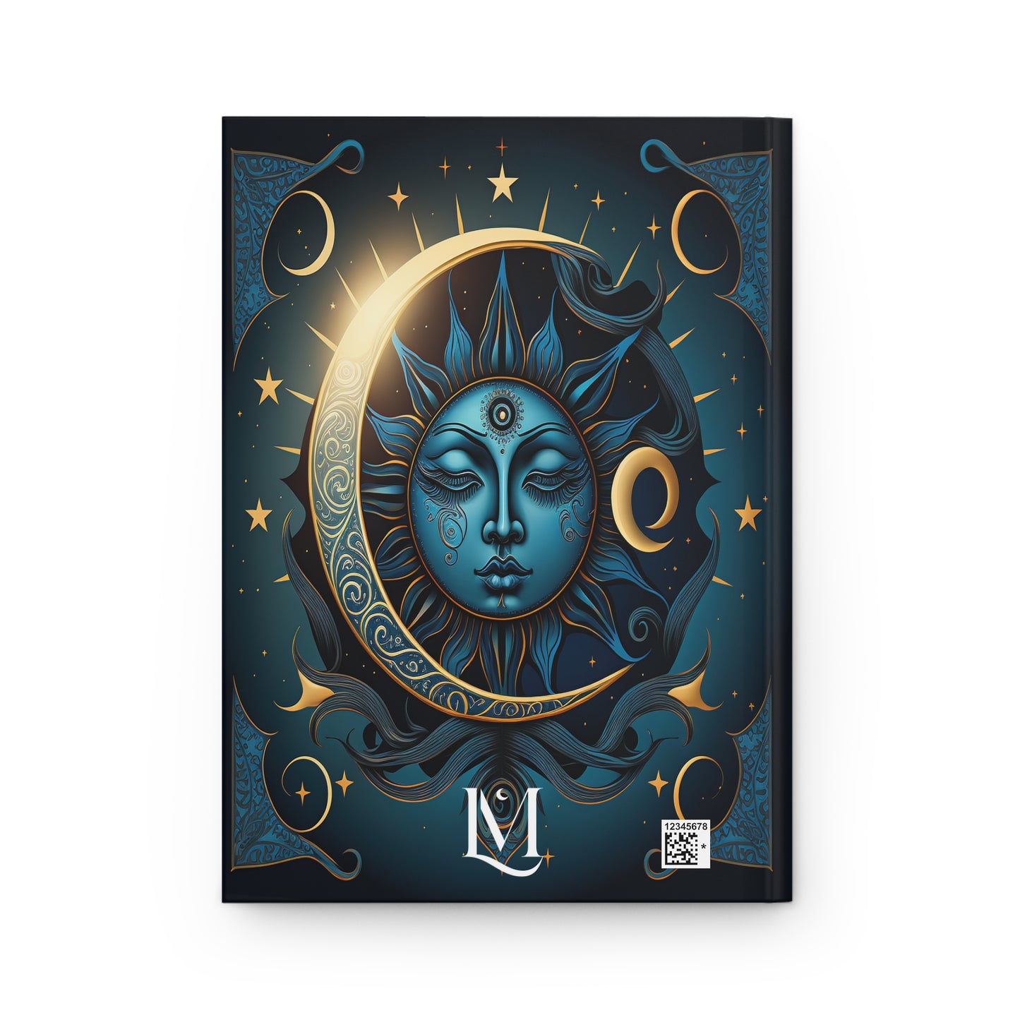 Celestial Sun & Moon Crescent Night Sky Zodiac Soft-Touch Matte Hard Cover Journal