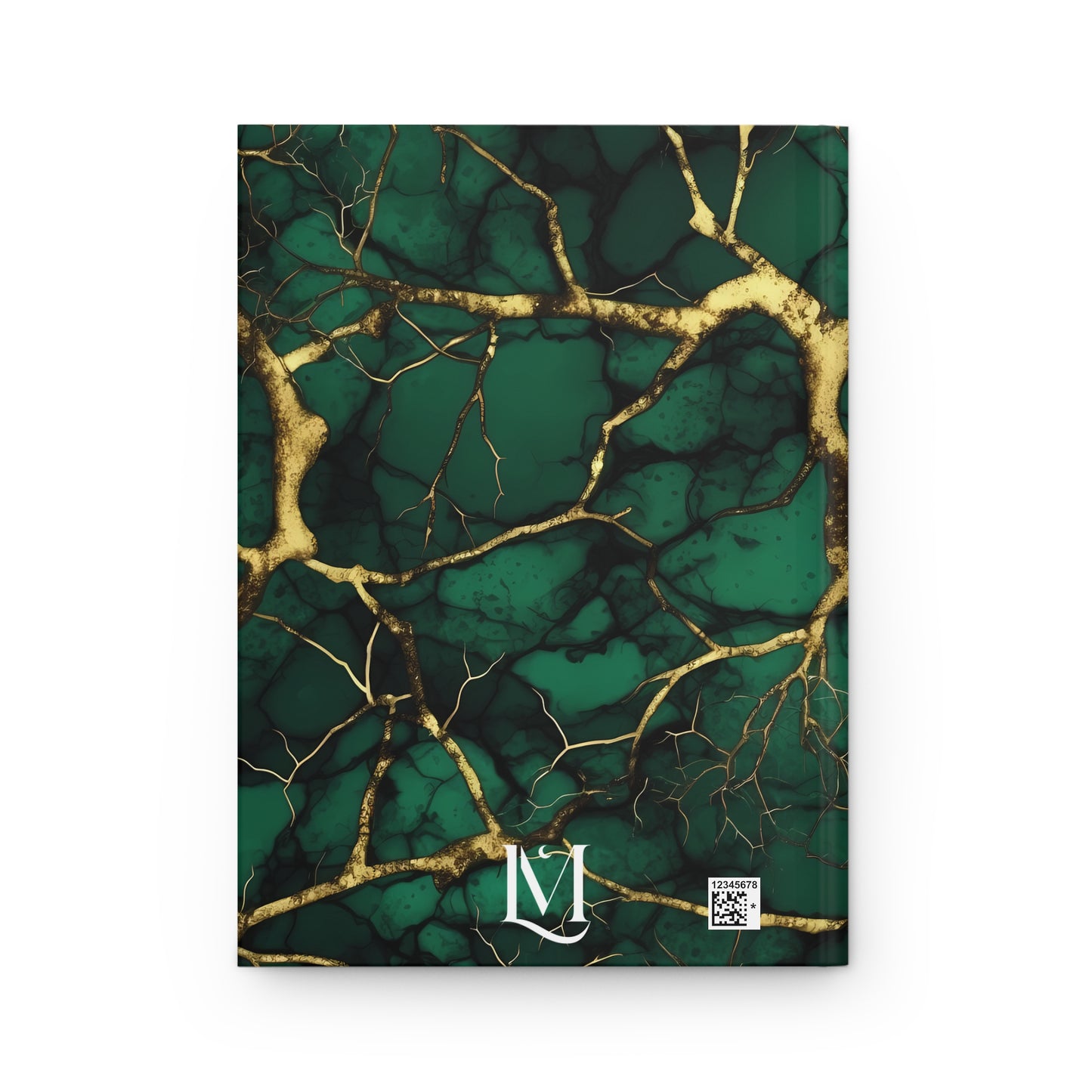Dark Green & Gold Alcohol Ink Marble Branch Effect Soft-Touch Matte Hard Cover Journal