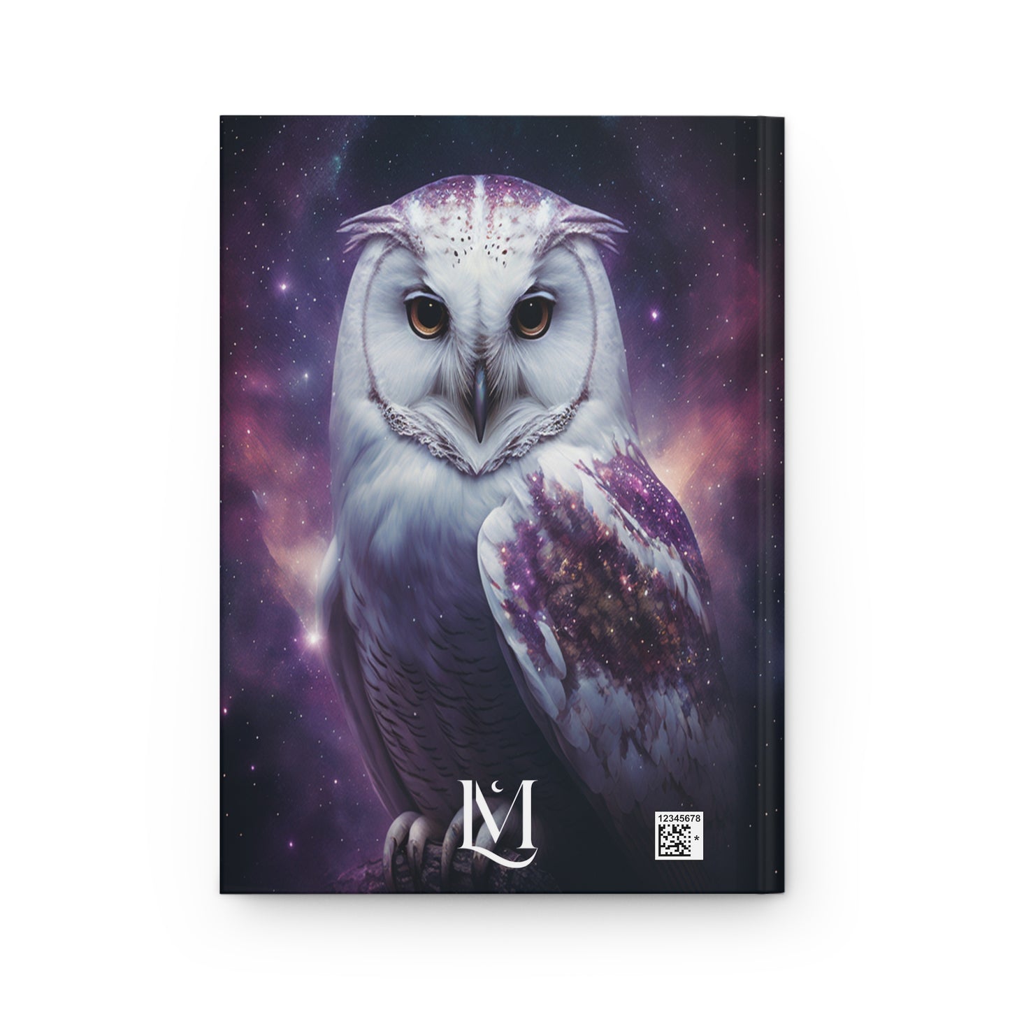 Celestial White Owl & Purple Galaxy Sky Soft-Touch Matte Hard Cover Journal