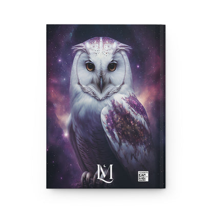 Celestial White Owl & Purple Galaxy Sky Soft-Touch Matte Hard Cover Journal