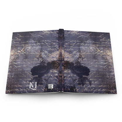 Indigo Blue Vintage-Style Calligraphy & Roses Soft-Touch Matte Journal