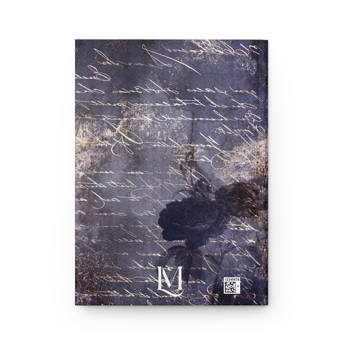 Indigo Blue Vintage-Style Calligraphy & Roses Soft-Touch Matte Journal