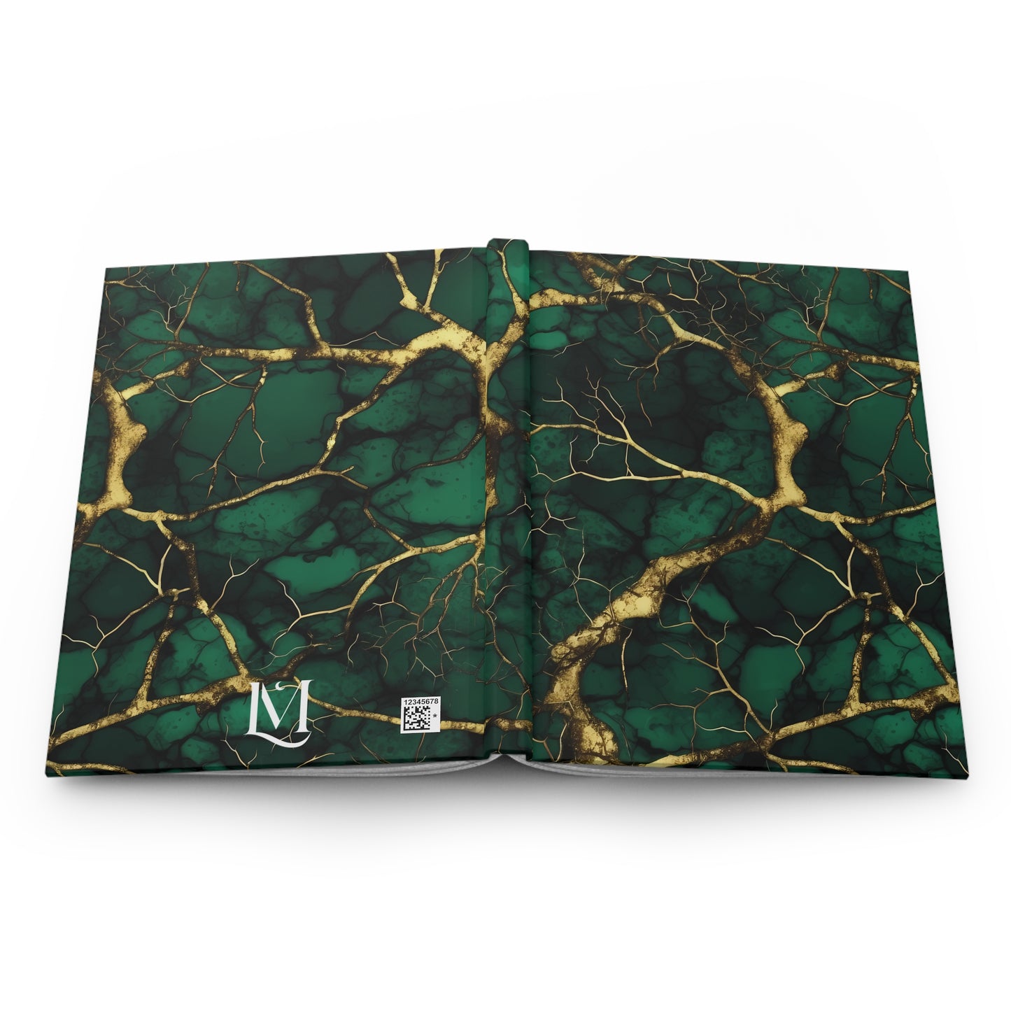 Dark Green & Gold Alcohol Ink Marble Branch Effect Soft-Touch Matte Hard Cover Journal