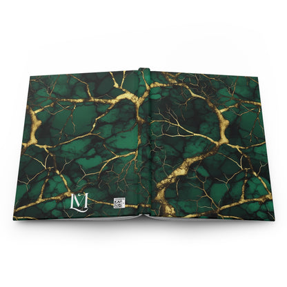 Dark Green & Gold Alcohol Ink Marble Branch Effect Soft-Touch Matte Hard Cover Journal