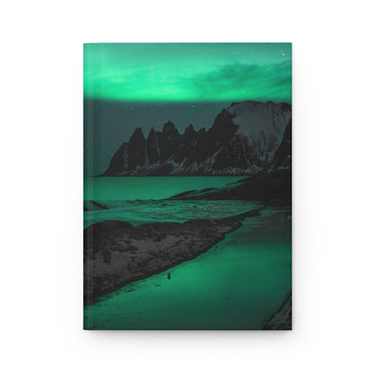 Green Aurora Borealis Northern Lights Soft-Touch Matte Hard Cover Journal
