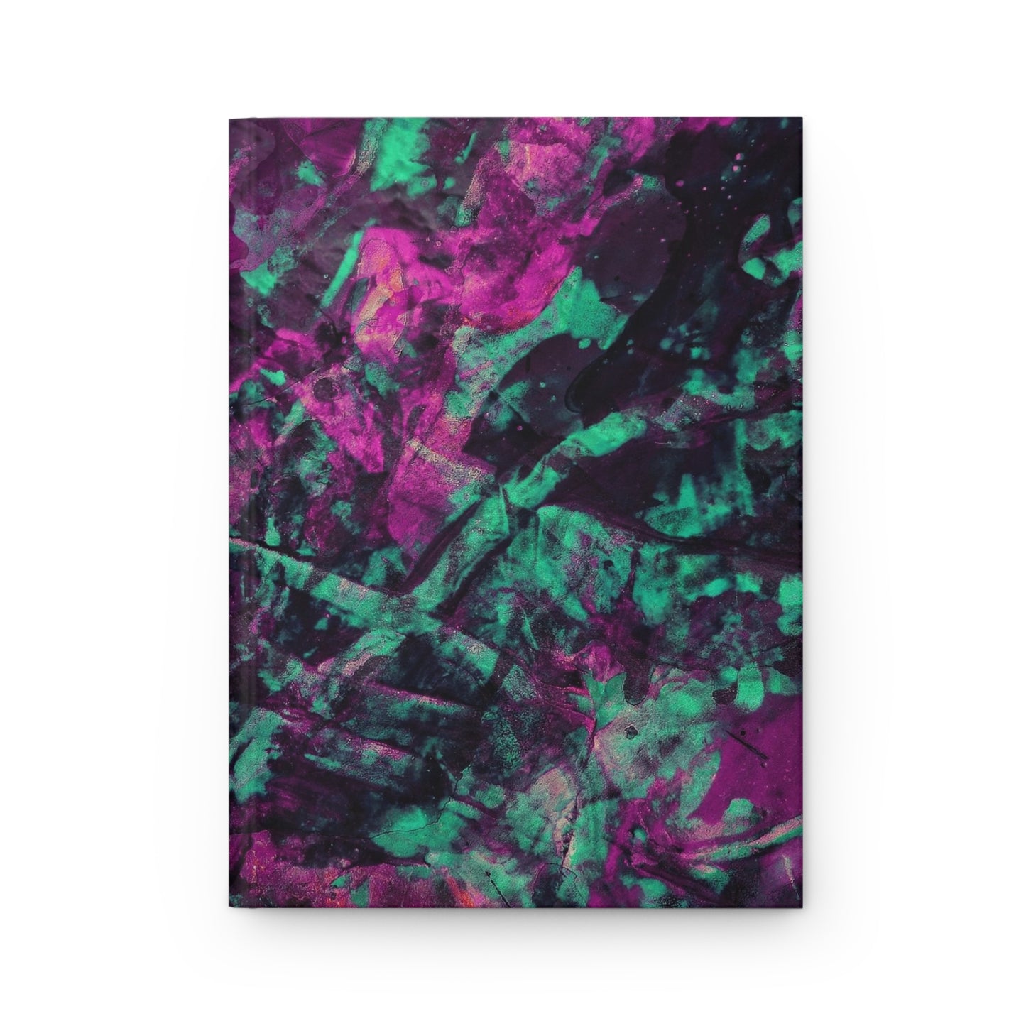 Abstract Teal Pink & Black Paint Canvas Soft-Touch Matte Hard Cover Journal