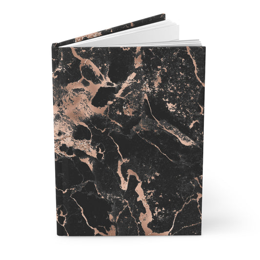 Black & Rose Gold Marble (Digital Effect) Soft-Touch Matte Hard Cover Journal