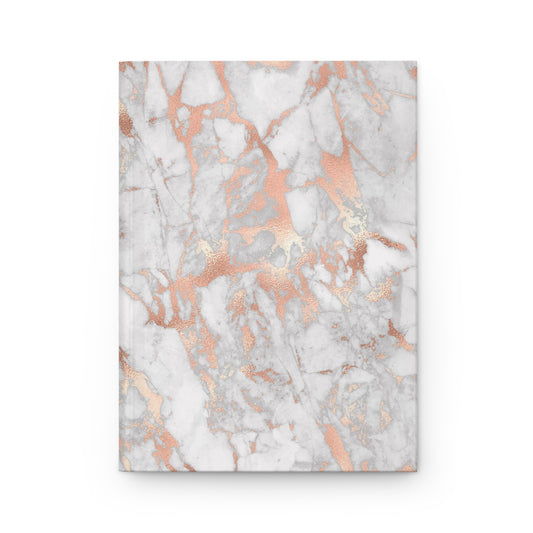 White & Rose Gold Marble (Digital Effect) Soft-Touch Matte Hard Cover Journal