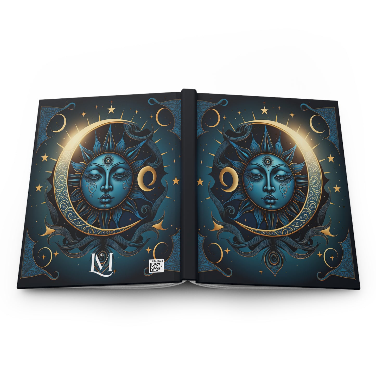 Celestial Sun & Moon Crescent Night Sky Zodiac Soft-Touch Matte Hard Cover Journal