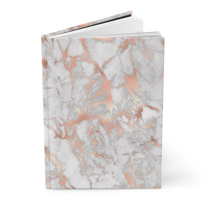 White & Rose Gold Marble (Digital Effect) Soft-Touch Matte Hard Cover Journal