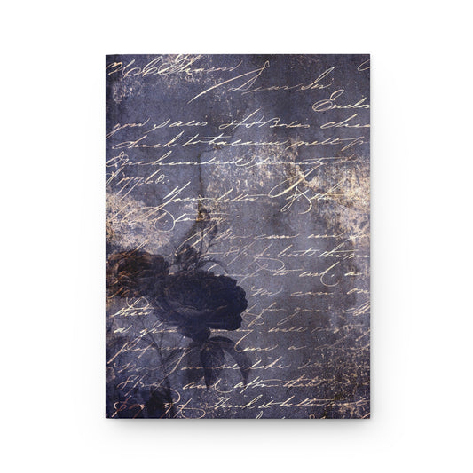 Indigo Blue Vintage-Style Calligraphy & Roses Soft-Touch Matte Journal