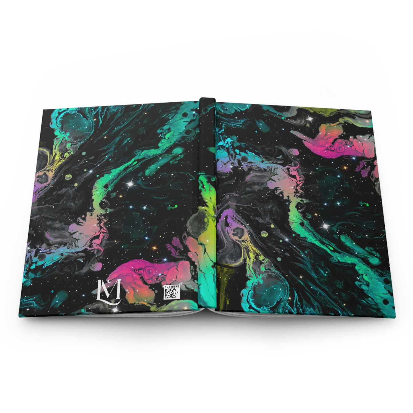 Abstract Dark Rainbow Colorful Galaxy inspired Soft-Touch Matte Hard Cover Journal