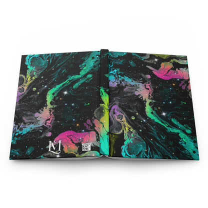 Abstract Dark Rainbow Colorful Galaxy inspired Soft-Touch Matte Hard Cover Journal