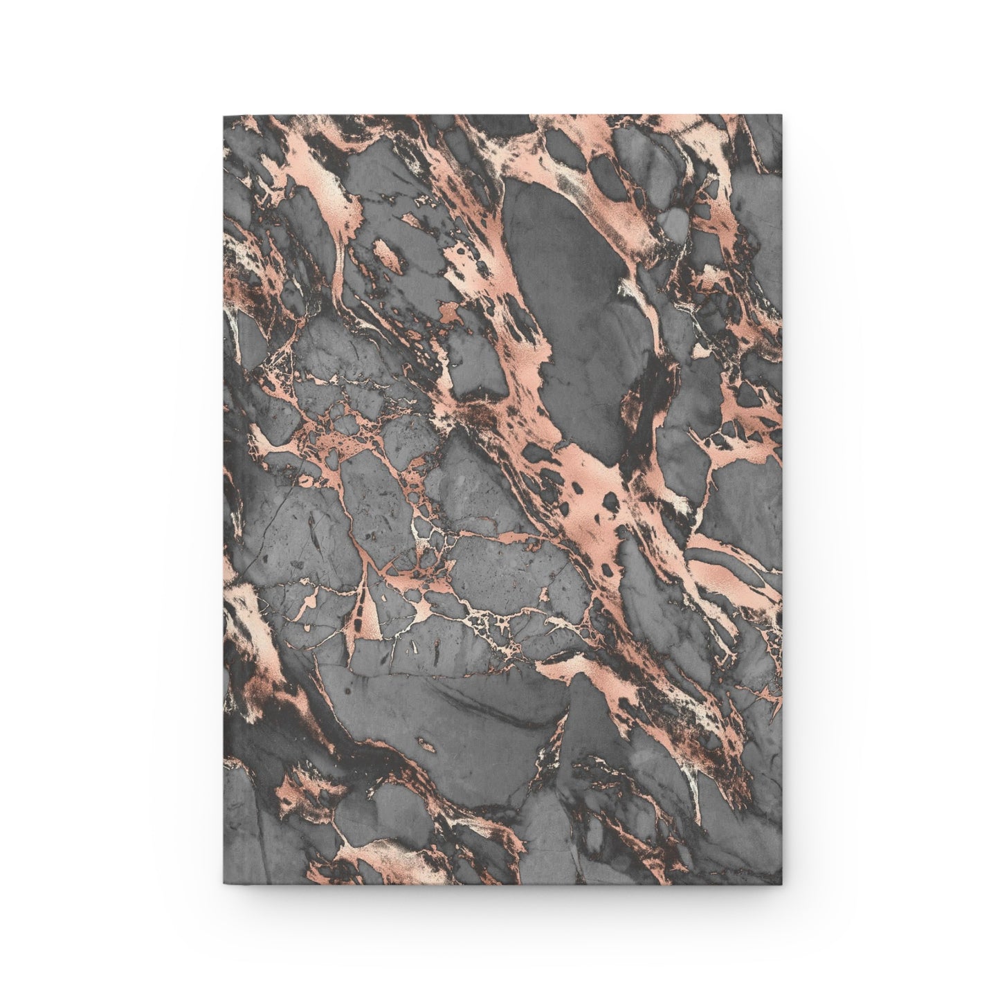 Grey & Rose Gold Digital Marble Effect Soft-Touch Matte Hard Cover Journal