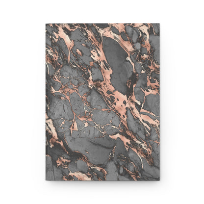 Grey & Rose Gold Digital Marble Effect Soft-Touch Matte Hard Cover Journal