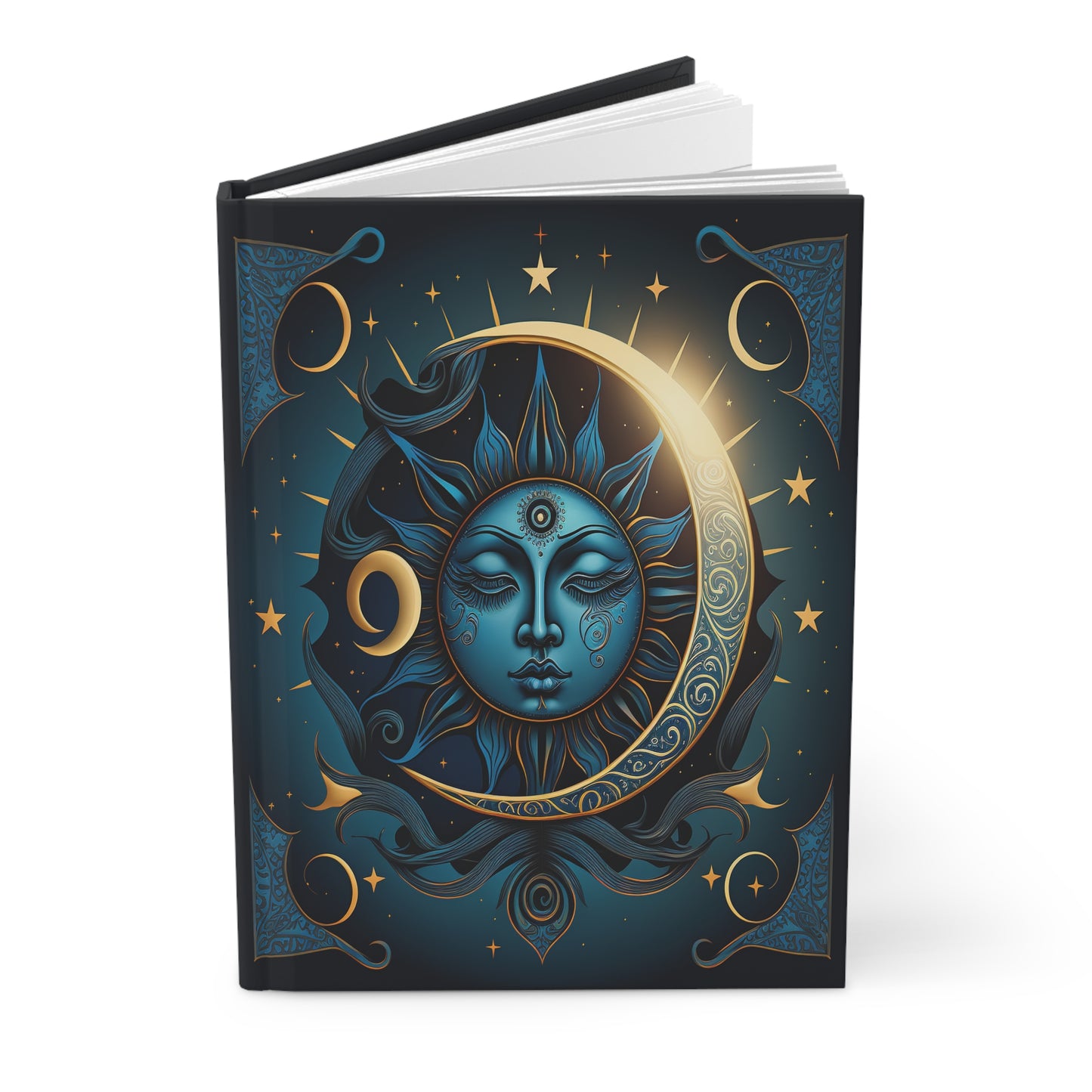 Celestial Sun & Moon Crescent Night Sky Zodiac Soft-Touch Matte Hard Cover Journal