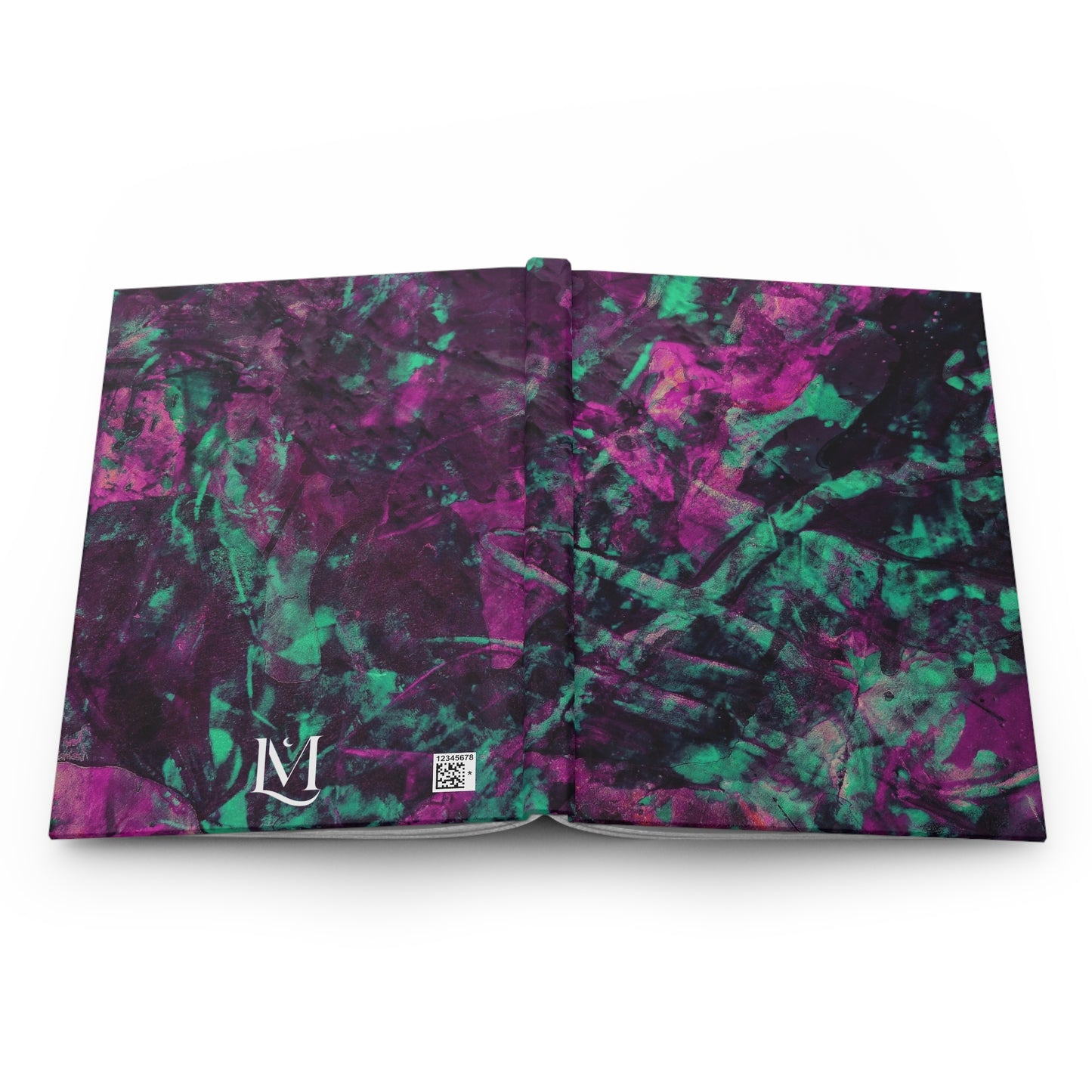 Abstract Teal Pink & Black Paint Canvas Soft-Touch Matte Hard Cover Journal