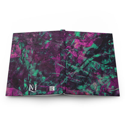 Abstract Teal Pink & Black Paint Canvas Soft-Touch Matte Hard Cover Journal