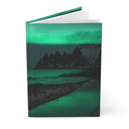 Green Aurora Borealis Northern Lights Soft-Touch Matte Hard Cover Journal