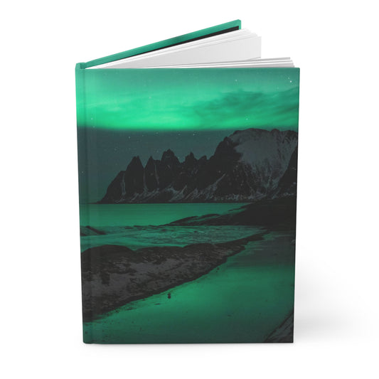 Green Aurora Borealis Northern Lights Soft-Touch Matte Hard Cover Journal