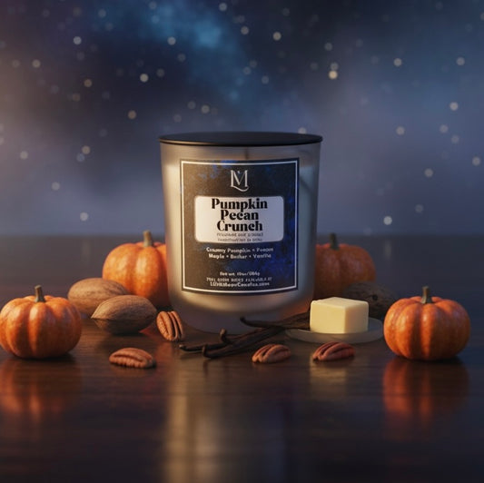 Pumpkin Pecan Crunch Fragrant 10oz Luxury Soy Wax Candle (Black Smoke Jar)