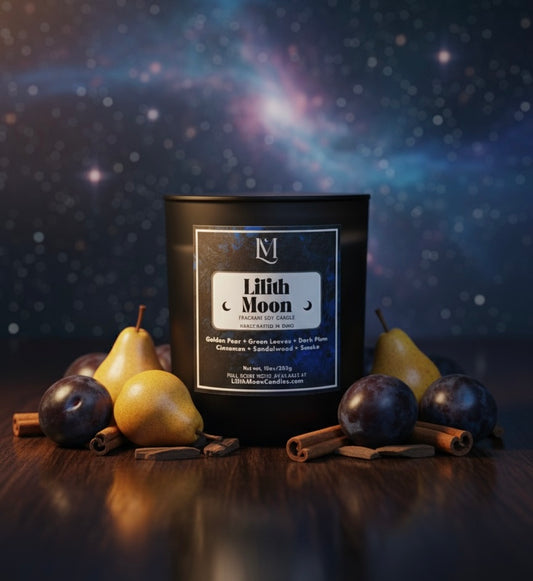 Lilith Moon Signature Scent Fragrant 10oz Luxury Soy Wax Candle (Black Smoke Vessel)