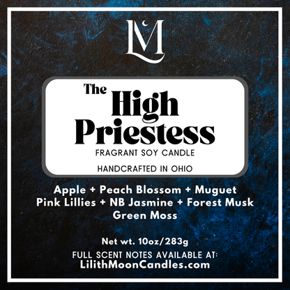 The High Priestess Dragon's Blood Incense-inspired Fragrant 10oz Luxury Soy Wax Candle (Black Smoke Jar)