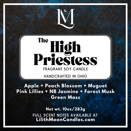 The High Priestess Dragon's Blood Incense-inspired Fragrant 10oz Luxury Soy Wax Candle (Black Smoke Jar)