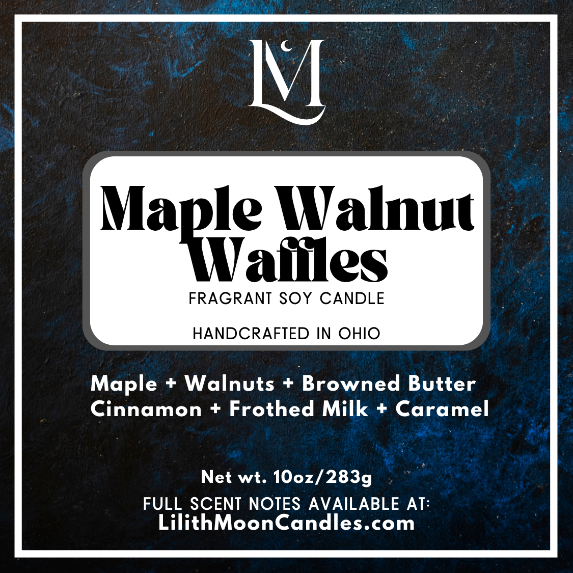 Maple Walnut Waffles Fragrant 10oz Luxury Soy Wax Candle (Black Smoke Jar)