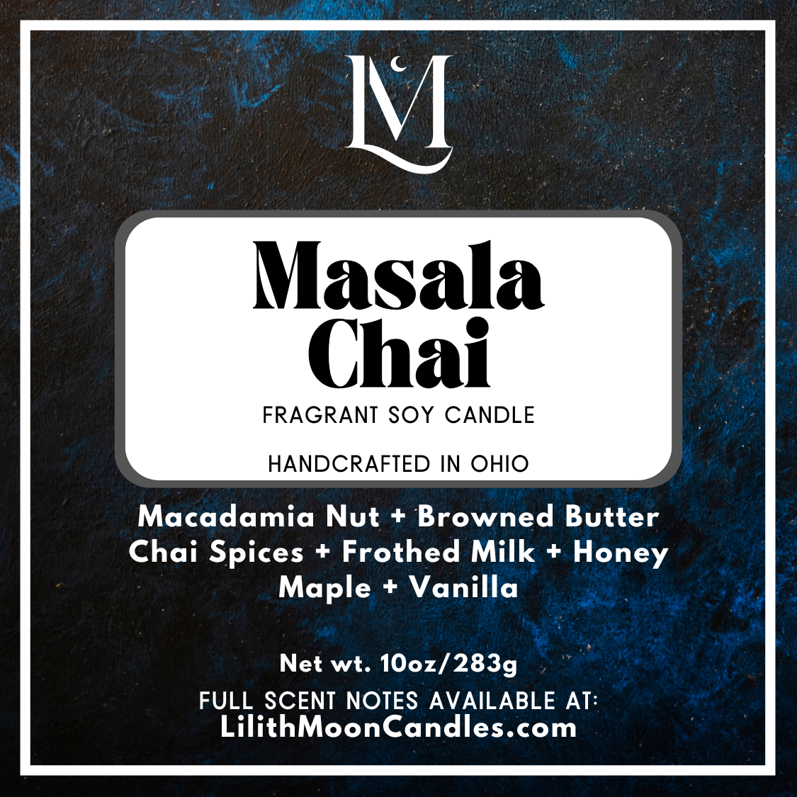 Masala Chai Fragrant 10oz Luxury Soy Wax Candle (Black Smoke Jar)