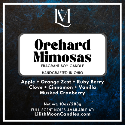 Orchard Mimosas Fragrant 10oz Luxury Soy Wax Candle (Black Smoke Jar)